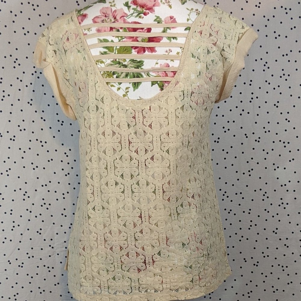 Anthropologie Mine Lace Back Top - Size S - Picture 3 of 10